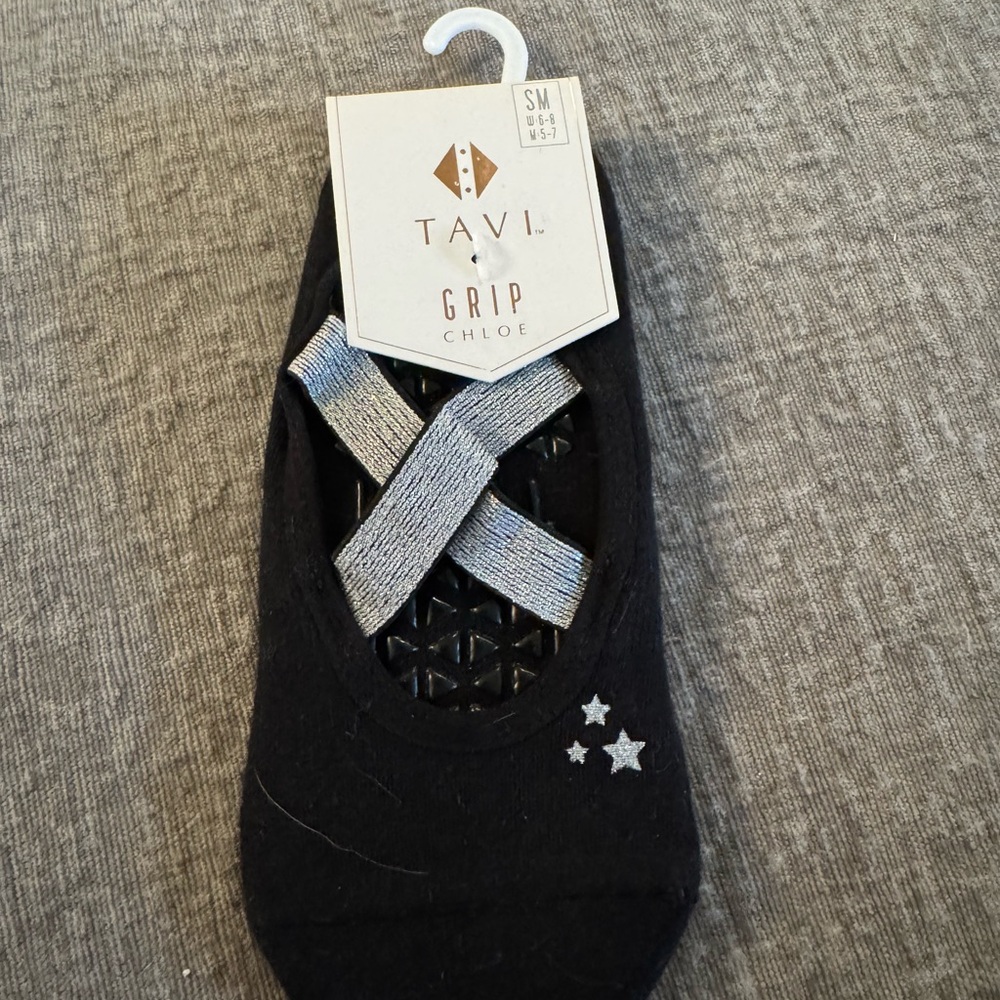 Tavi Black Chloe Grip Socks